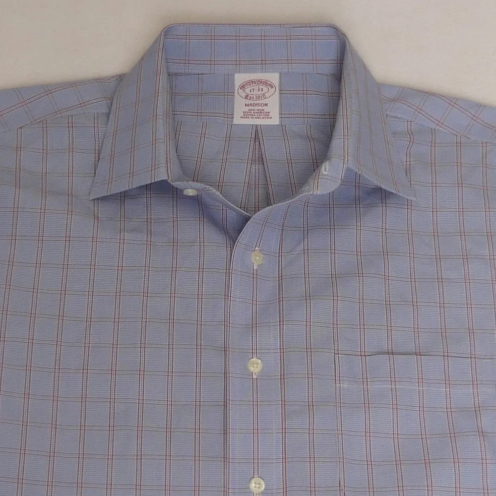 Brooks Brothers Madison‎ Fit Long Sleeve Button Up Shirt Blue Red Check 17 33